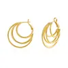Brincos em Camadas, Brincos Argola Estilo Fashion e Cool, Brincos Simples de Nicho para Mulheres, Banhados a Cobre com Ouro 18K, Versátil