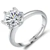 Imitation classic six-claw ring female moissanite ring copper platinum plated female ring European and American luxury foreign trade jewelry manufacturers
