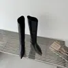 Primer Encuentro Ji Dong Qiu Botas de Punta Fina Hasta la Rodilla para Mujer 2026 Nuevo Estilo Tacón de Aguja Tacón Medio Sexy Versátil Por Encima de la Rodilla Adelgazantes de Tacón Alto