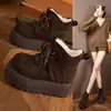 Botas de Nieve de Suela Gruesa Forradas de Felpa para Mujer, Nuevos Zapatos de Algodón Cálidos Versátiles de Caña Alta para Invierno 2026, Botines con Aumento Oculto de Altura para Mujer