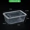 Caixa de almoço descartável retangular plástico transparente caixa de lanche espessada com tampa caixa de embalagem talheres 50 conjuntos 1000ml