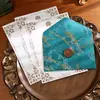 Sobre con diseño de mármol, colorido, sencillo, papel de carta vintage estilo occidental, sello de cera, juego de sobre y papel de carta
