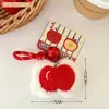 Bolsa para Auriculares de Manzana de Peluche Linda Billetera Colgante de Muñeca Creativa Llavero de Mochila Colgante Pequeño Colgante Decorativo