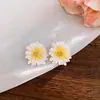 Brincos de Flor de Esmalte Frescos e Coloridos com Agulha de Prata, Tarraxas Versáteis de Alto Padrão de Nicho, Acessórios de Orelha Únicos Doces e Fofos