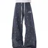 Pantalones de Pierna Ancha a Cuadros Patchwork Americano para Hombre, Temporada de Primavera y Otoño, Cintura Alta, Holgados, Casual, Pantalones Largos de Bloques de Color de Nicho