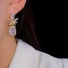 Pendientes de plata S925 con forma de lazo de circonita y circonita cúbica de Corea del Sur. Pendientes distintivos para mujer.