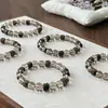 Pulsera de Piedra Uva Verde Natural y Madera de Águila, Pulsera de Cristal Versátil Estilo Fresco y Vintage, Regalo para Novia
