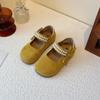Sapatos de Couro Retrô Pequenos para Meninas 2025 Primavera & Outono Novos Sapatos de Princesa com Laço de Pérola Estilo Coreano Sapatos Casuais Versáteis