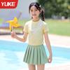 Traje de baño para niñas 2024, nuevo estilo chino, falda de princesa con protector solar para niñas de secundaria.