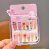 Pegatinas de Uñas Infantiles de Dibujos Animados Kuromi Largas Desmontables Usables Pegatinas de Uñas para Niñas Pegatinas de Arte de Uñas Juguete Pegamento de Gelatina
