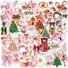 100 Pegatinas Navideñas Rosas para Decorar Fundas de Teléfono Móvil DIY Cuaderno de Mano Taza de Agua Impermeables Pegatinas de Venta al por Mayor Transfronteriza