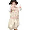 Colete de Tricô para Meninas Outono e Inverno Novo Estilo Flores Pontilhadas Tricô Colete para Bebê Menina Estiloso Colete de Tricô Cor Degradê