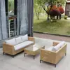 Sofá de Ratán para Exteriores, Sofá de Ratán de Tres Plazas y Dos Plazas para Patio Exterior, Chaise Longue de Esquina, Juego de Sofás de Ratán T&