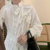 Vestido Branco Francês para Pausa para o Chá para Mulheres no Outono e Inverno, Cinto na Cintura, Doce e Bonito Saia Fada Gentil Primeiro Amor
