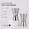 Copo medidor de aço inoxidável transfronteiriço, copo medidor portátil para exterior com escala, mini coqueteira, personalizável com impressão de logotipo