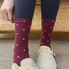 Calcetines de Algodón para Mujer con Lazo de Encaje Calcetines Coreanos Calcetines de Algodón de Cintura Media Kiki Otoño Nuevo Estilo Preppy Ins Calcetines de Niña