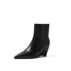 Botas Curtas Marrom Polido Femininas Botas Individuais Outono e Inverno Novas Couro Genuíno Couro Bovino Bico Fino Zíper Lateral Salto Anabela Botas Curtas Botas Curtas de Salto Alto Femininas