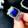 Joyería Nuevo Estilo Anillo Joyería Color Tesoro Púrpura Luz Lámpara Cambia de Color Corindón Rojo Cristal Azul Alta Moda Lujo Ligero Mujer