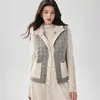 Esencial para Capas~ Chaleco de Cachemira para Mujer, Abrigo de Algodón Texturizado, Engrosado con Bolsillos, Cárdigan de Punto Color Block, Chaqueta sin Mangas