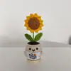 Muñeco de papa positivo de lana tejido a mano terminado, adornos de maceta tejidos, flores artificiales de energía positiva tejidas al crochet y plantas verdes