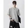 Camiseta de Manga Corta Plisada con Remaches Desestructurados para Hombre, Diseño Retro, Holgada y Cómoda, Top Casual de Moda