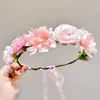 Tiara de Coroa de Flores de Fada Estilo Floresta com Fita para Mulheres, Novo Modelo 2026, Adereço de Cabeça para Sessão de Fotos de Princesa