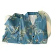 Pijama de Algodón Nube para Hombre, Primavera y Otoño, Manga Larga, Pantalón Largo, Cárdigan, Estilo Coreano Estampado, Ropa Exterior Juvenil, Conjunto para el Hogar