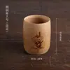Taza de Cerveza Vintage China de Bambú Carbonizado Taza de Bambú Tubo de Bambú Tubo de Té sin Barniz Artesanías Taza de Agua Taza de Té Tubo de Bambú