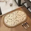 Tapete de Chão de Terra de Diatomáceas Estilo Americano Floral para Banheiro, Entrada de Vaso Sanitário, Tapete Antiderrapante, Tapete Absorvente de Secagem Rápida para Banheiro