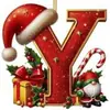 Novos Enfeites de Natal Pendentes Decorações Planas para Árvore de Natal Chapéu Vermelho Letra Inicial com Decoração de Letra Personalização Personalizada