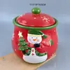 Tarro de Cerámica Dibujado a Mano para Dulces y Galletas Tarro de Almacenamiento Navideño Tarro Sellado Almacenamiento de Cocina Exportación