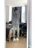 Calça Jeans Skinny Reta Amarela Tingida com Lama para Mulheres Verão Nova Cintura Alta Solta Modeladora Comprimento Total Tendência