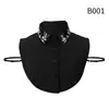 Cuello Falso de Perlas y Pedrería Estilo Coreano Primavera y Verano Camisa de Mujer Versátil Chifón Cuello Puntiagudo Cuello de Camisa Falso para Mujer