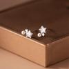Nalan S925 Plata Esterlina Estilo Ins Aretes de Estrella de Diamante con Cuentas Sintéticas Dulces y Compactos para Mujer M03345
