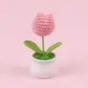 Planta de Tulipán Tejida a Crochet Producto Terminado Hecho a Mano Tejido Simulación Flor Pequeña Decoración para Escritorio de Oficina Adorno Venta al por Mayor