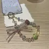 Lanyard para Teléfono Móvil de Bola de Diamante de Fresa Colgante de Bola de Cristal con Cuentas Cadena de Lazo Cadena de Mano Decorativa para Funda de Teléfono Móvil