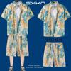 Vacaciones en la Playa Ropa de Baño para Hombre, Camisa de Viaje Isla Hainan Sanya, Conjunto de Dos Piezas Camisa Floral Hawaiana y Pantalones Cortos