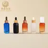 Em Estoque Novo Atacado Transparente 30ml Frasco Conta-gotas Embalagem para Óleo Essencial para Sérum Cosméticos com Cabeça de Borracha e Anel de Madeira