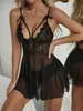Lencería Sexy de Venta Caliente de Amazon para Mujeres, Body Sedcutor de Malla Transparente con Encaje, Conjunto de Pijama Sexy