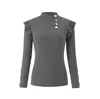 Amazon ebay Estación Independiente Otoño e Invierno Manga Larga Botón Axila Volante Camisa Base Top