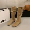 Botas de Gamuza con Cordones y Tacón de Bloque para Mujer Botas Largas 2026 Otoño/Invierno Uso Bidireccional Oculto para Aumentar la Altura Botas Altas Botas Vaqueras Botas Adelgazantes