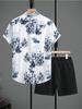 Camisa de manga corta para hombre, pantalones cortos, traje, camisa para hombre, pantalones, impresión digital, verano 2024, nuevo, exclusivo transfronterizo