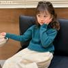 [En stock, suéter básico para niñas, otoño e invierno, nueva versión coreana para niños, de una pieza de terciopelo, cuello medio alto, para bebé en el interior]