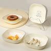 Crema Plato escupe-huesos Viento Plato escupe-huesos Hogar Plato escupe-huesos Plástico Mesa de comedor Grado alimenticio Lindo Oso Plato pequeño Plato Plato para bocadillos