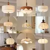 Lámpara de techo vintage para dormitorio estilo francés, nuevo diseño de frijol mágico moderno de mediados de siglo, iluminación atmosférica para sala de estudio, accesorios de madera maciza y tela impresa, arte en hierro