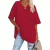 Camiseta Casual Cómoda de Manga Corta con Cuello Redondo Holgada de Talla Grande para Mujer, Estilo Nuevo de Exportación, Transfronteriza Europea y Americana de Amazon