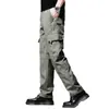 Pantalones Cargo Casuales de Cintura Media para Hombre, Pantalones de Pierna Recta, Pantalones para Exteriores de Tallas Grandes, Pantalones Largos Versátiles Holgados con Múltiples Bolsillos