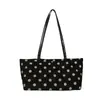 Bolsa tote de poá estilo ins coreano para mulheres, bolsa grande de lona casual para estudantes, para o trabalho, bolsa de ombro, bolsa de mão