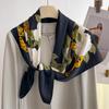 Pañuelo Cuadrado Grande de 90x90 para Mujer, Nuevo 2026 Pañuelo de Seda Camelia Blanca, Chal Pañuelo Elegante y de Moda para Primavera, Otoño y Verano
