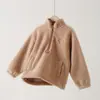 Nueva sudadera de forro polar engrosada de otoño e invierno para niñas, top de forro polar con media cremallera para niños, chaqueta infantil